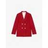 Lk Bennett Mya Double-breasted Twill Blazer In Red-merlot