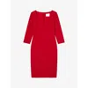 Lk Bennett Womens Red-red Altyn Square-neck Crepe Knee-length Dress In Red-red