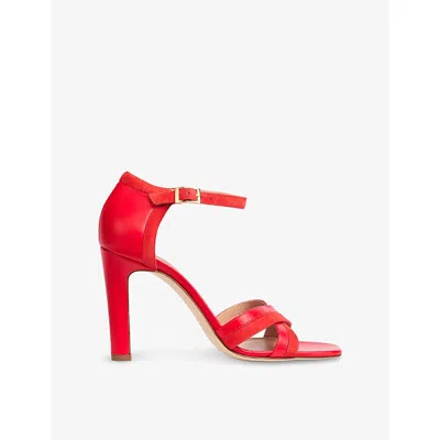 Lk Bennett Womens Red-red Lennon Heeled Leather Sandals Eur 41 / 8 Uk