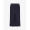 Lk Bennett Womens  Sophia Wide-leg Cropped Woven Trousers In Mul-navy/cream