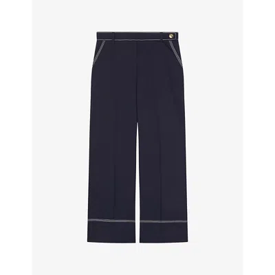 Lk Bennett Womens  Sophia Wide-leg Cropped Woven Trousers In Mul-navy/cream