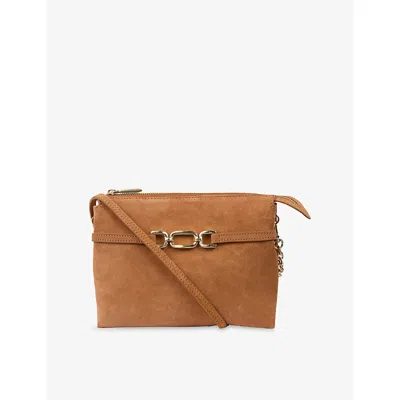 Lk Bennett Womens Cleo Suede Clutch Bag Tan-tan