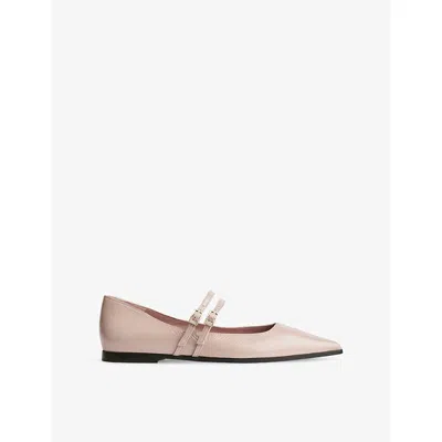 Lk Bennett Womens Tau-taupe Lulu Patent-leather Flats Eur 38/5 Uk