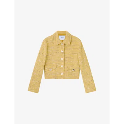 Lk Bennett Womens Yel-buttercup Varley Collared Metallic-tweed Jacket
