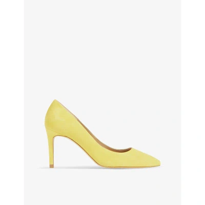 Lk Bennett Womens Yel-yellow Floret Heeled Suede Court Shoes