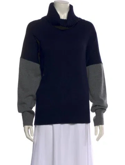 Pre-owned Lk Bennett Wool Colorblock Pattern Sweater In Blue
