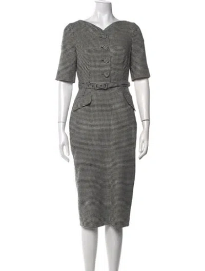 Pre-owned Lk Bennett Wool Knee-length Dress In Black/grey/white