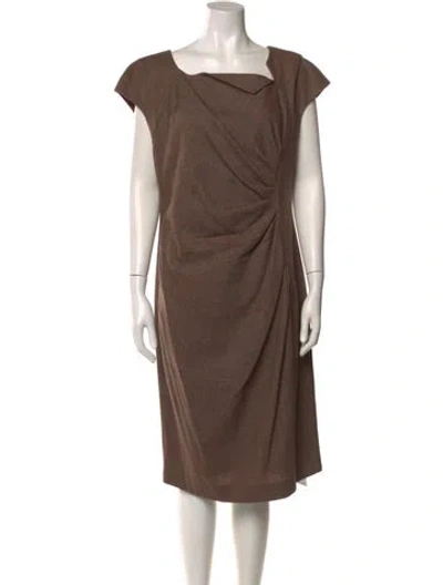 Pre-owned Lk Bennett Wool Midi Length Dress In Brown