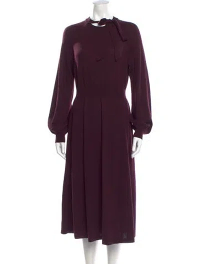 Pre-owned Lk Bennett Wool Midi Length Dress In Burgundy
