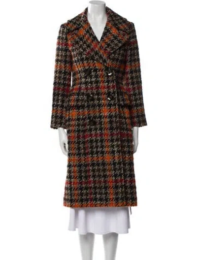 Pre-owned Lk Bennett Wool Plaid Print Coat In Multi