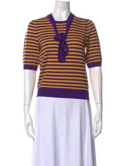 Pre-owned Lk Bennett Wool Striped Sweater In Purple