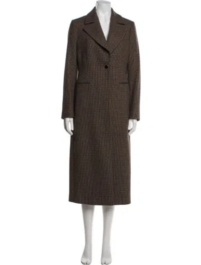 Pre-owned Lk Bennett Wool Tweed Pattern Coat In Brown