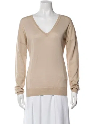 Pre-owned Lk Bennett Wool V-neck Sweater In Neutral