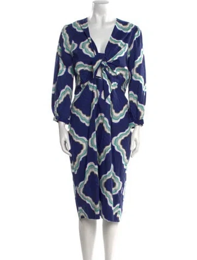 Pre-owned Lk Bennett X Heti's Colours Midi Length Dress In Blue