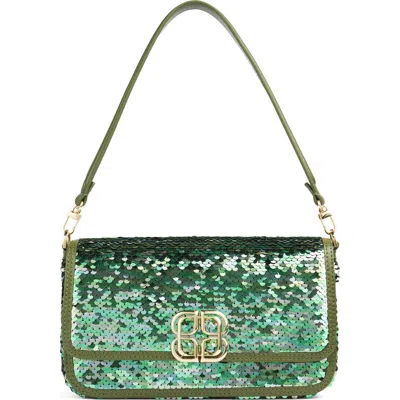 Lk Bennett Zoe Sequin Shoulder Bag In Green