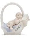 Lladrò Baby In A Basket Porcelain Sculpture In White