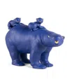 Lladrò Bold Blue Mummy Bear And Babies Sculpture
