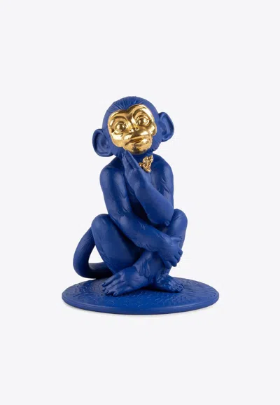Lladrò Boldblue Little Monkey Figurine In Blue