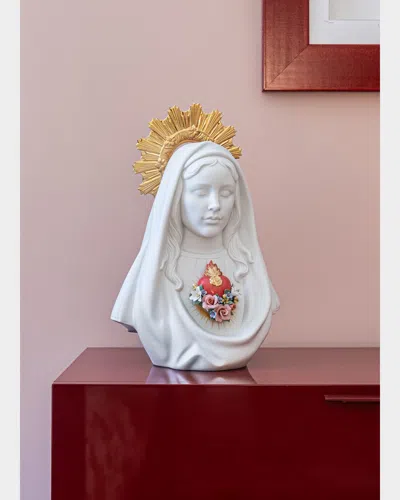 Lladrò Immaculate Heart Of Mary Sculpture In Whitegold