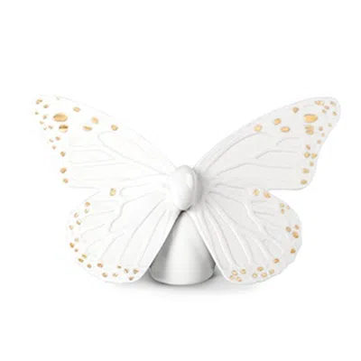 Lladrò Porcelain Butterfly Sculpture In White-gold