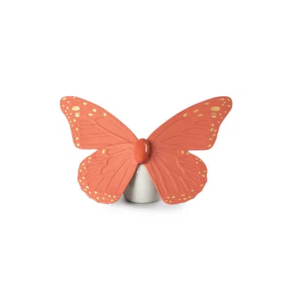 Lladrò Porcelain Butterfly Sculpture In Coral-gold
