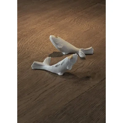 Lladrò 2 Piece Koi Accessory Figurine Set In White,gold