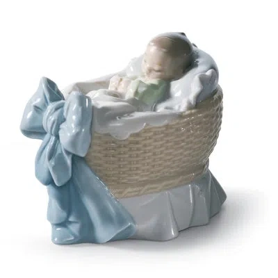 Lladrò A New Treasure Boy Figurine In Blue,brown,gray