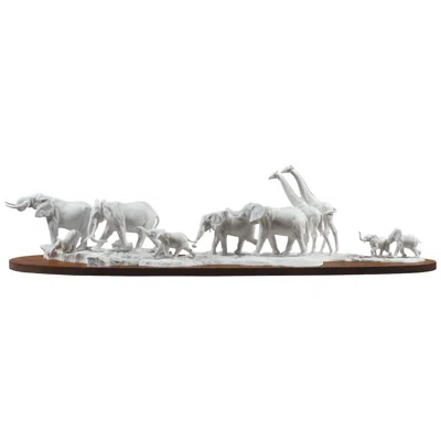 Pre-owned Lladrò Lladró African Savannah Wild Animals Sculpture In White By Ernest Massuet