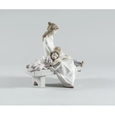 Lladrò An Afternoon Nap Mother Figurine In White,gray