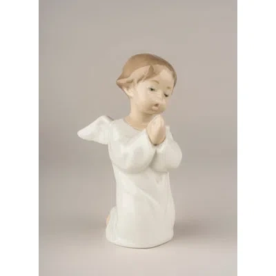 Lladrò Angel Praying Figurine In Brown,white