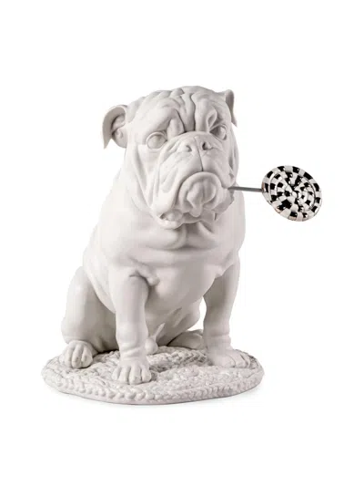 Lladrò Animals Bulldog With Lollipop Re Deco Porcelain Figurine In White