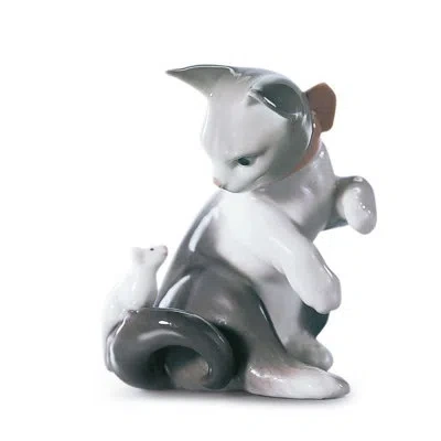 Lladrò Cat And Mouse Figurine In White,black