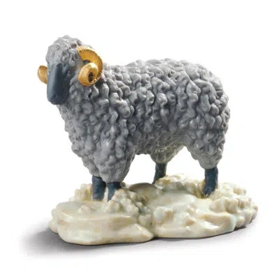 Lladrò Chinese Zodiac The Goat Figurine In Gray,gold