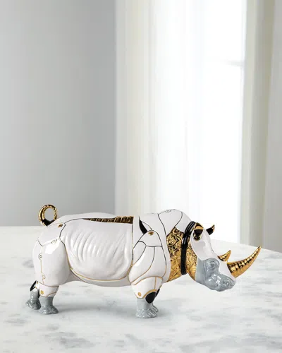 Lladrò Cyborg Rhinoceros Sculpture In White