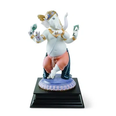 Lladrò Dancing Ganesha Figurine In Black,white