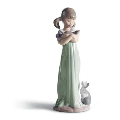Lladrò Don't Forget Me Girl Figurine In Brown,green