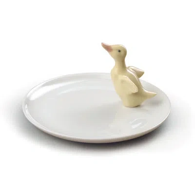 Lladrò Duck 4" Bread And Butter Plate In White;yellow