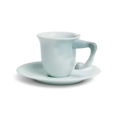 Lladrò Equus Coffee Mug And Saucer In Off Whitegray