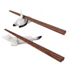 Lladrò Ermine And Crane Chopsticks Holders With Wooden Chopsticks In Multi