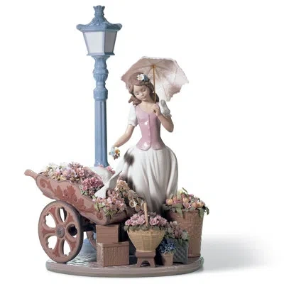 Lladrò Flowers For Everyone Figurine In Pink,blue,brown