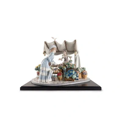 Lladrò Flowers Market Sculpture. Limited Edition In Beige,blue,green