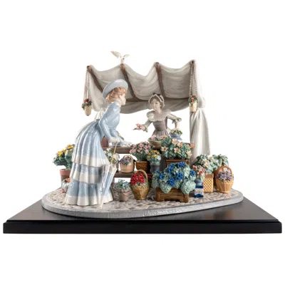 Pre-owned Lladrò Lladró Flowers Market Sculpture. Limited Edition In Gray