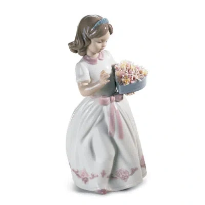 Lladrò For A Special Someone Girl Figurine In White,pink,blue