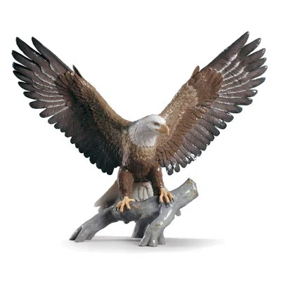 Lladrò Freedom Eagle Figurine In Brown,gray,white,yellow