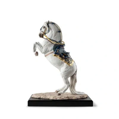 Lladrò Handmade Animals Statue In White,black,blue,gold