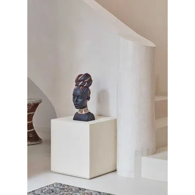 Lladrò Handmade People Bust In Black,orange,gold,green