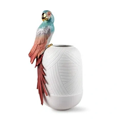 Lladrò Handmade Porcelain Table Vase In Blue,red,white