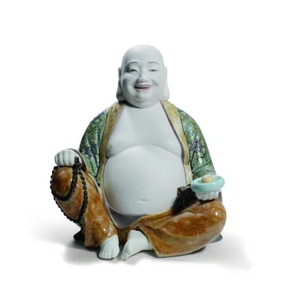 Lladrò Happy Buddha Figurine In Brown,white