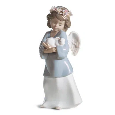 Lladrò Heavenly Love Angel Figurine In Blue,white,brown