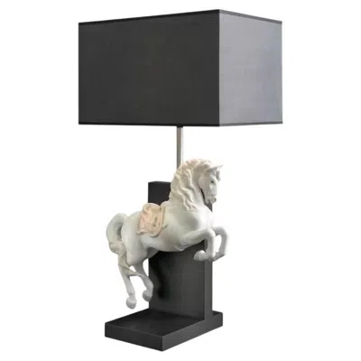 Pre-owned Lladrò Horse On Courbette Table Lamp In Black